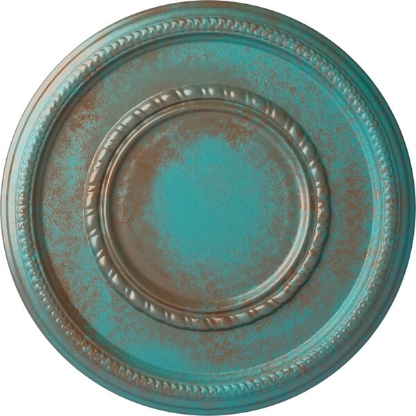 Ekena Millwork Federal Roped Large Medallion (Canopies up to 7 3/4"), 17 3/8"OD x 1 1/8"P, Copper Green Patina CM17FECGS - main